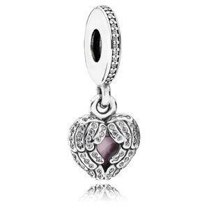 Pandora Angel Wings Dangle with Pink Enamel Locket Charm